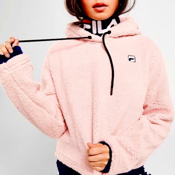 Fila Pink Sherpa Ember Crop Hoodie 